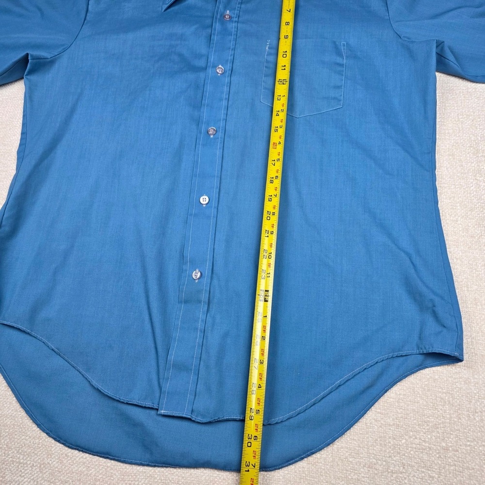 Vintage Kmart Permanent Press Blue Button Down‎ Shirt Mens 16.5-33 Long Sleeve - Picture 8 of 9